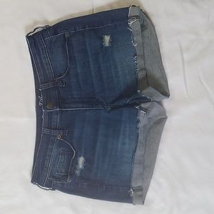 Universal Thread Mid Rise Midi Distressed Cut-off Denim Blue Jean Shorts Sz 6